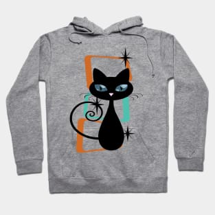 Retro Kitty Cat against Atomic Minimalistic Background Hoodie